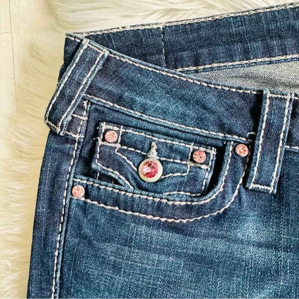NWT True Religion Swarovski Crystals Flare Leg Jeans Made in USA, 29